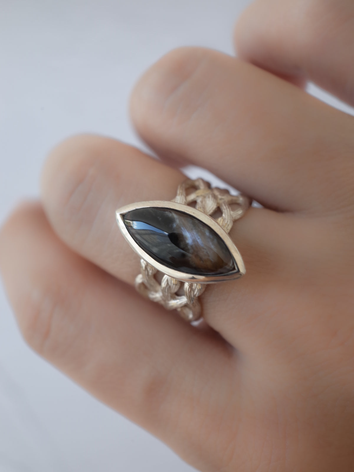 Brookite in Quartz ARAN Ring
