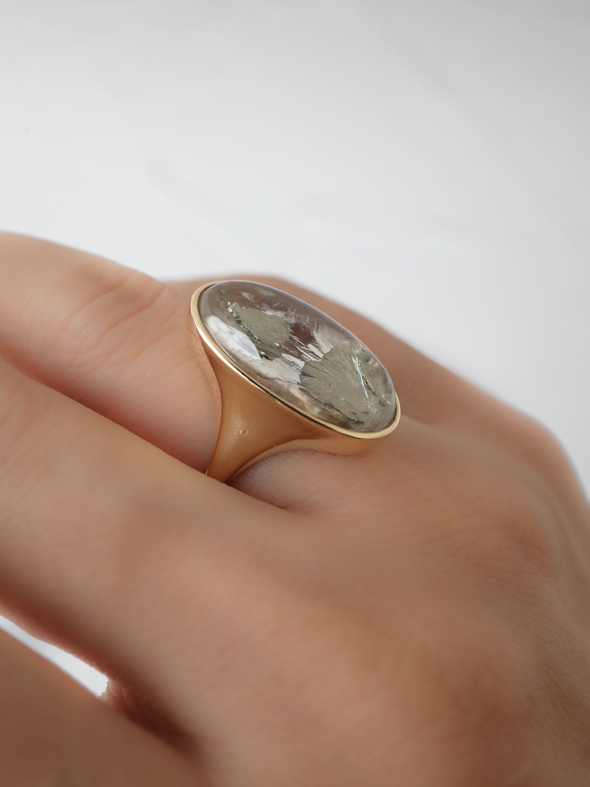Marcasite in Quartz Ring