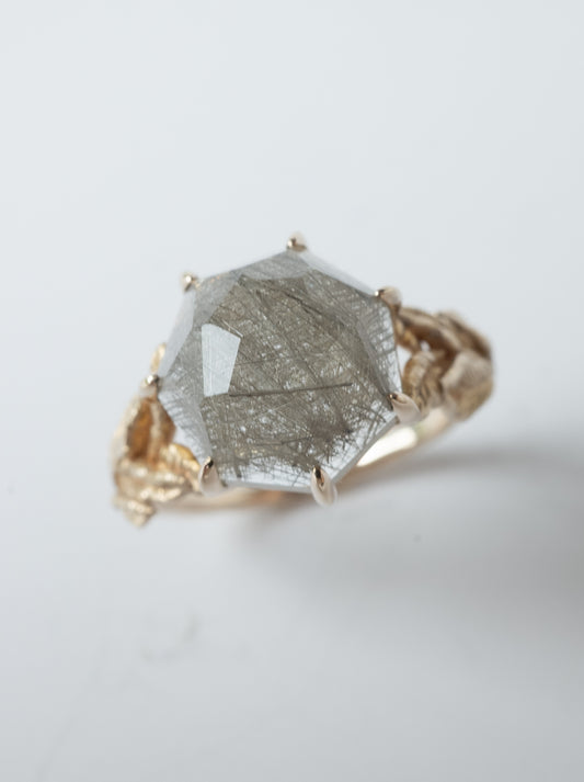 Silver Rutilated Quartz Ring / cut by CANNA