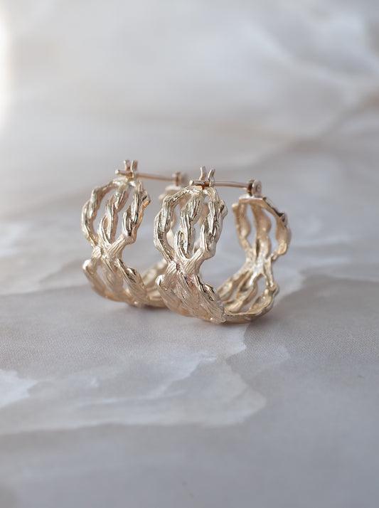 ARAN Hoop Earrings - K10YG -