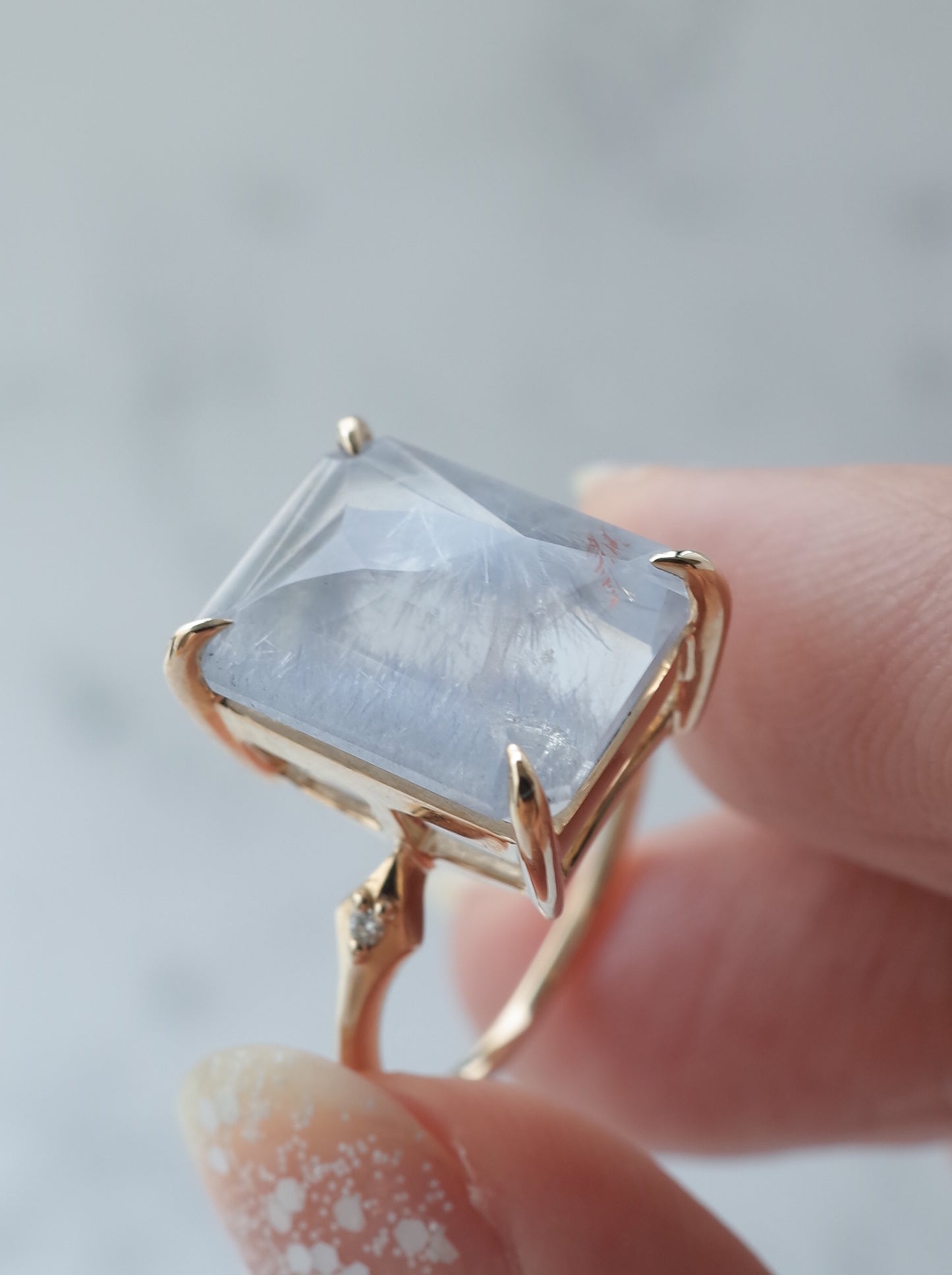 Dumorutierite in Quartz Ring cut by CANNA -2