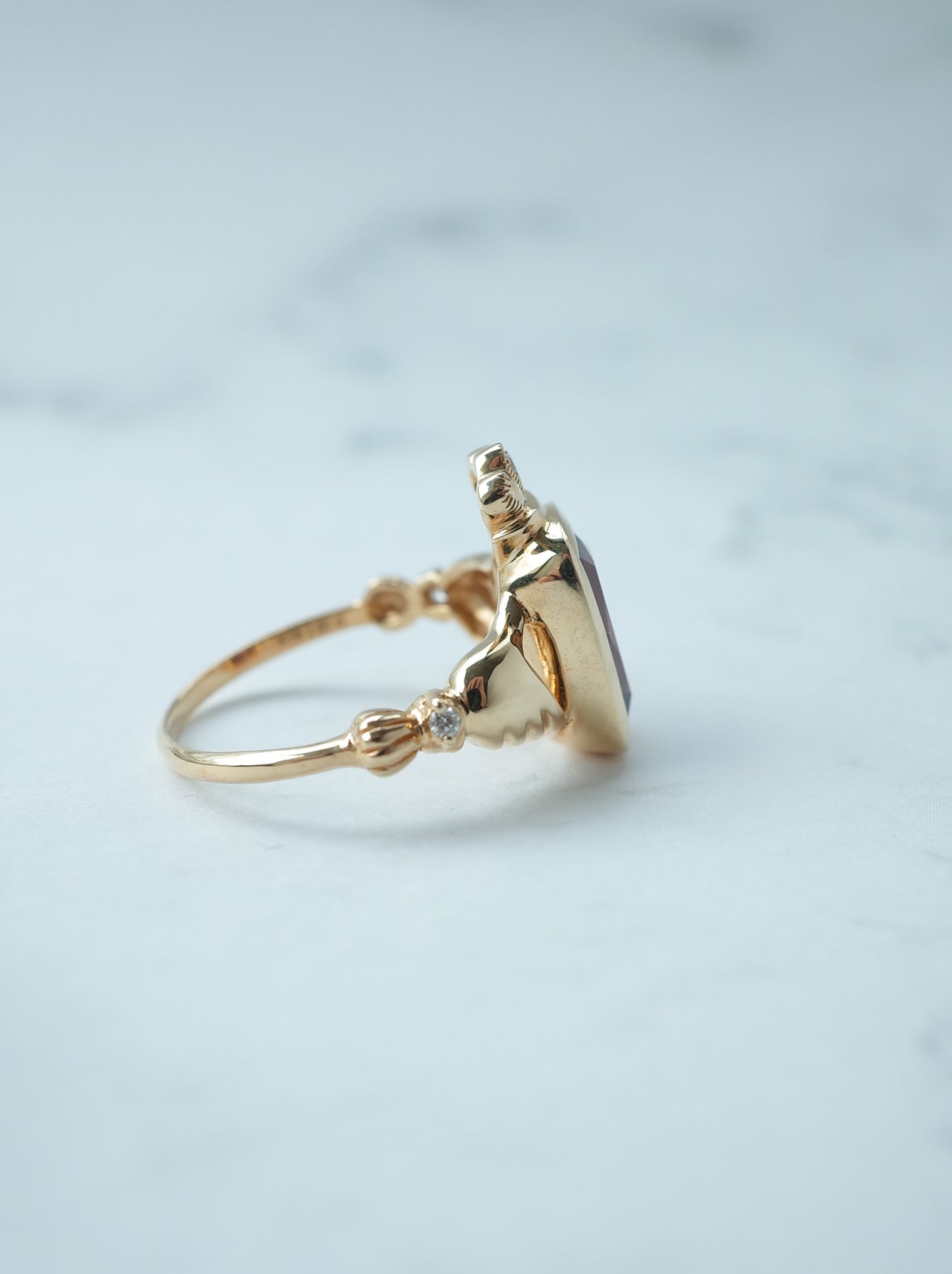 Rhodolite Garnet Claddagh Ring