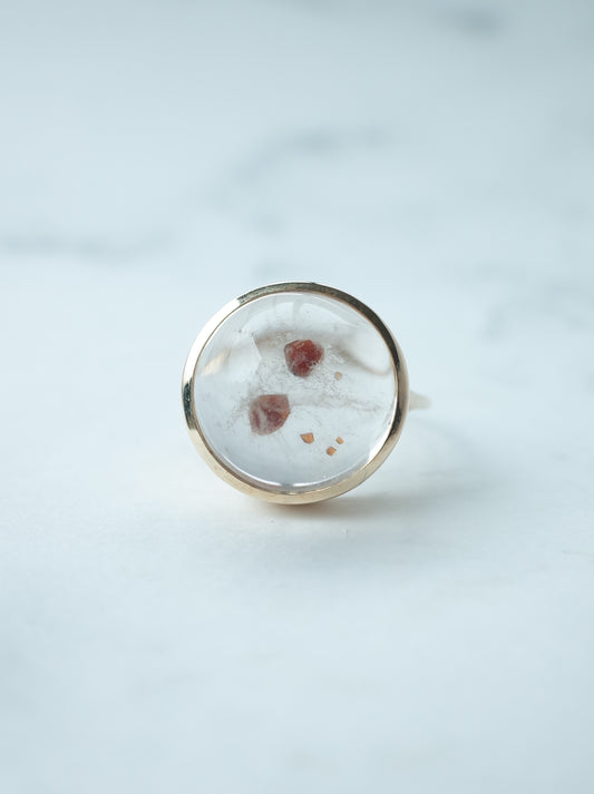 Garnet in Quartz Ring