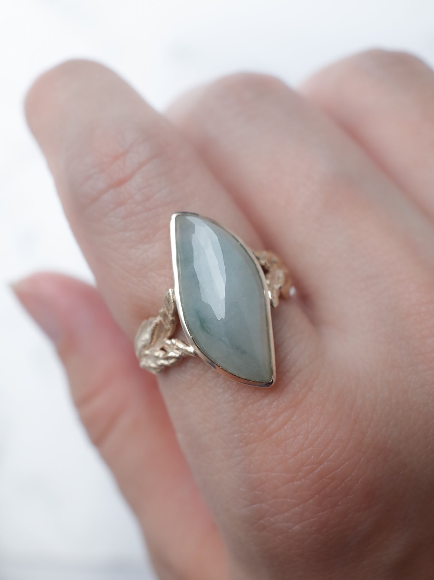 KOMOREBI leaf Jadeite Ring - 1