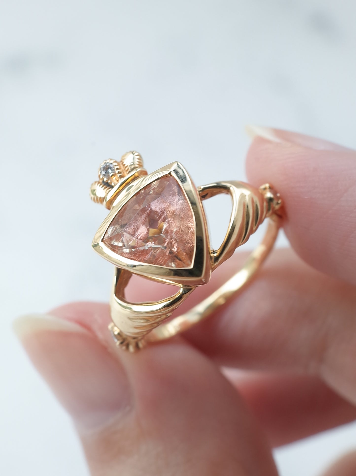 Oregon Sunstone Claddagh Ring