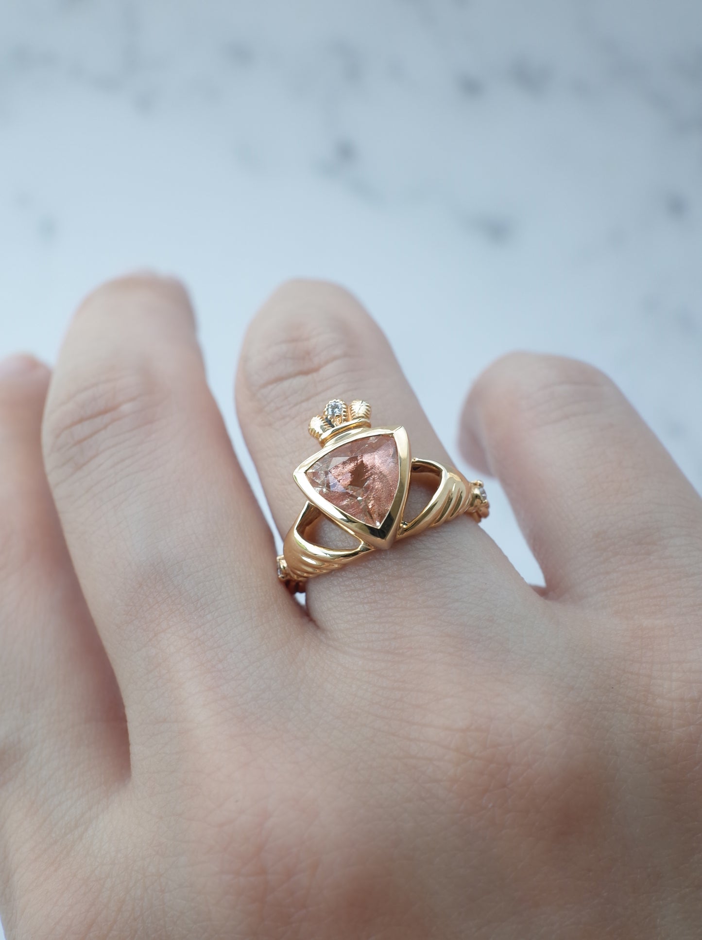 Oregon Sunstone Claddagh Ring