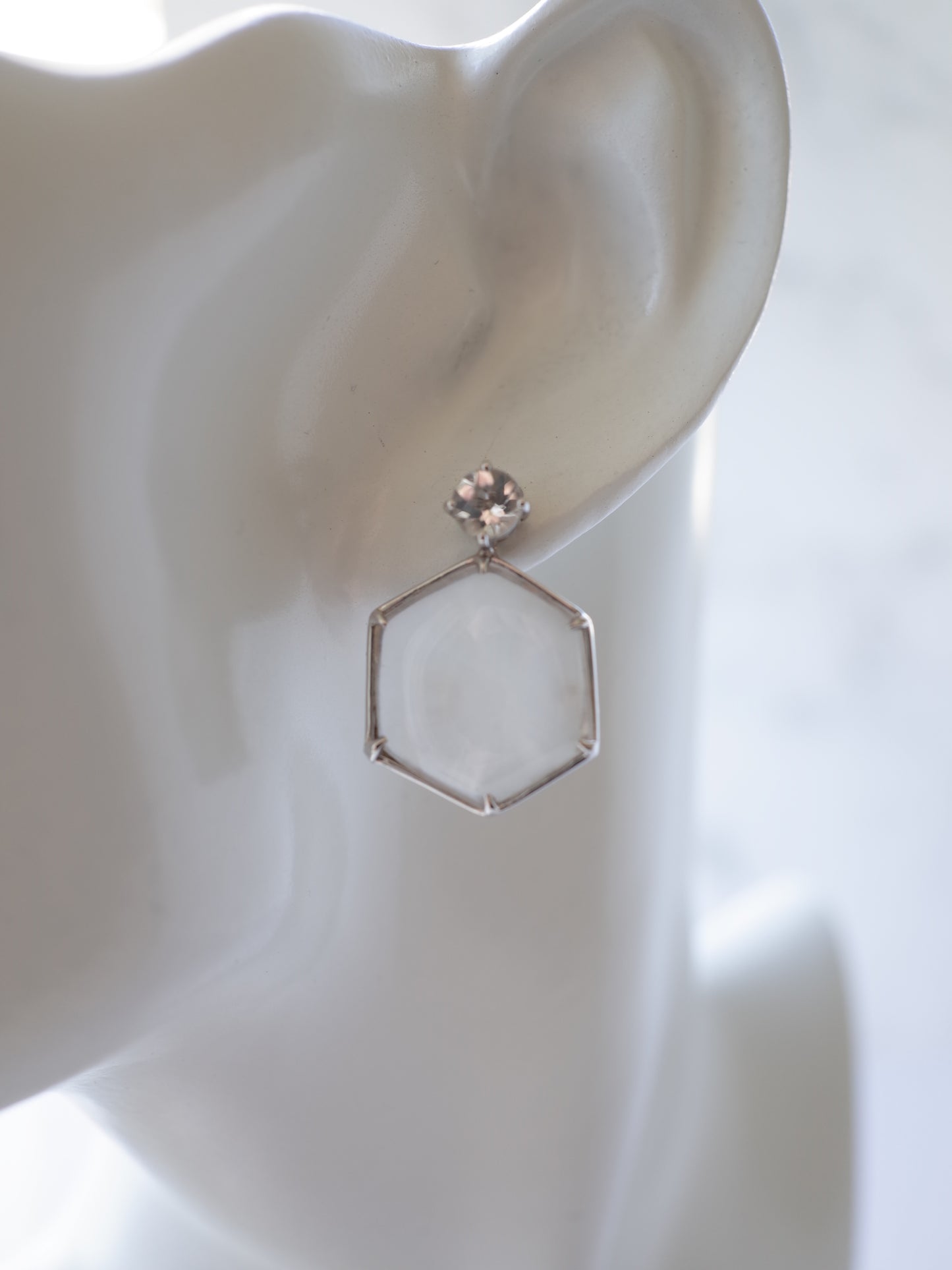 Trapiche Quartz Stud Earrings -1 K10WG