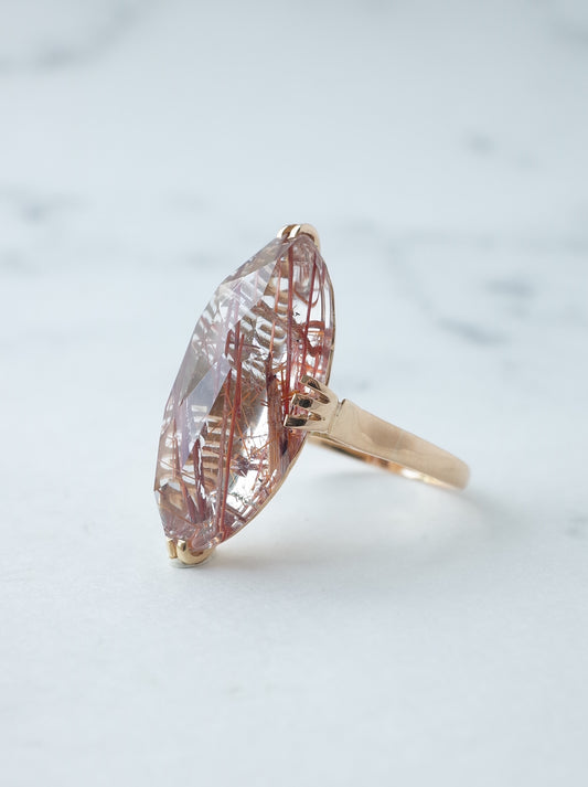Neo Vintage Red Rutilated Quartz Ring