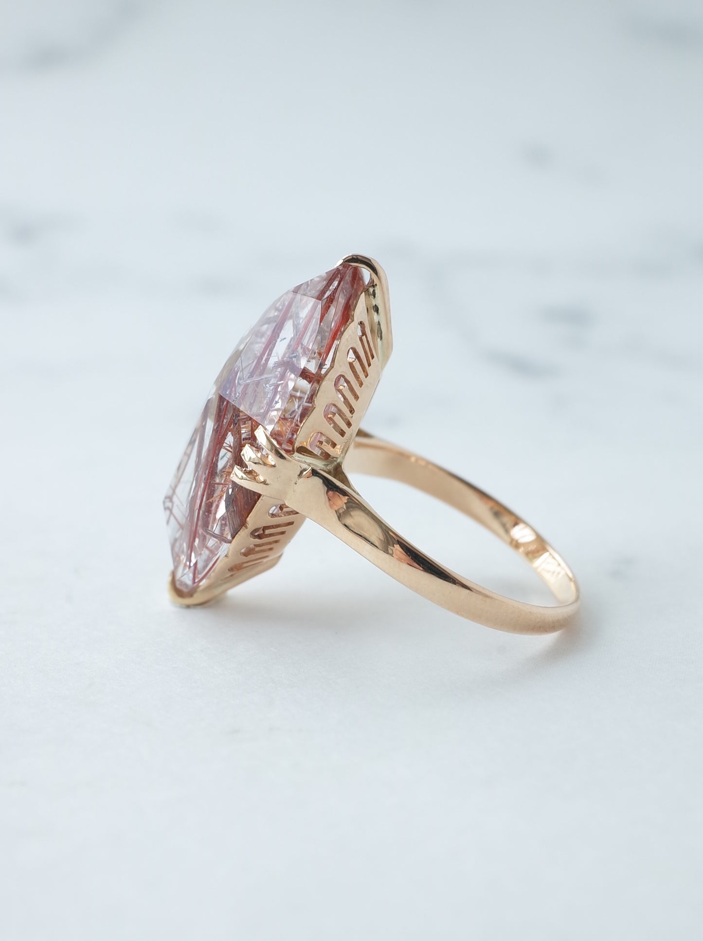 Neo Vintage Red Rutilated Quartz Ring