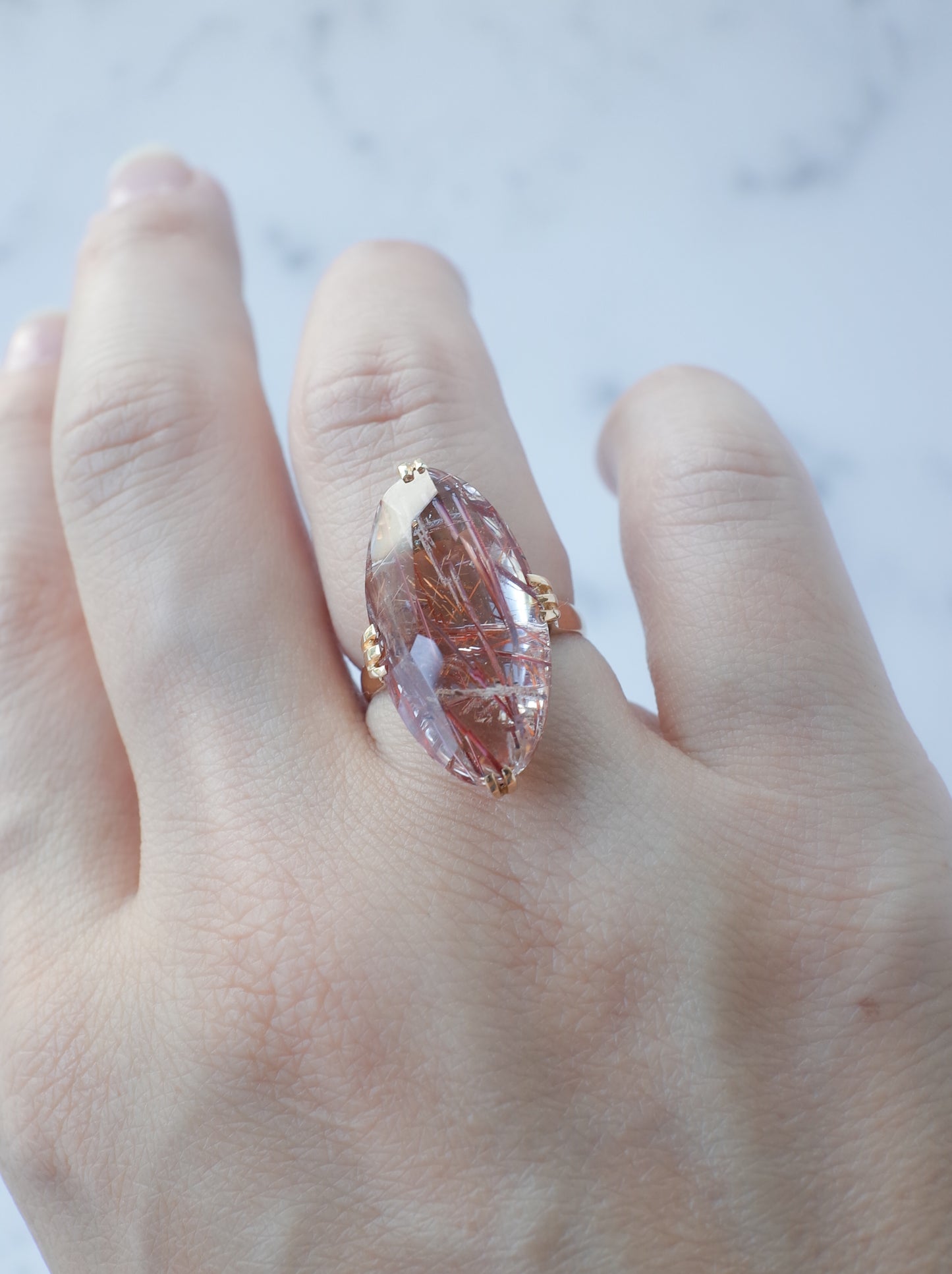 Neo Vintage Red Rutilated Quartz Ring