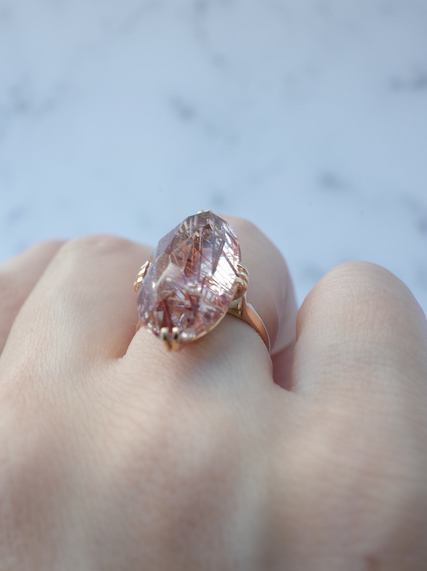 Neo Vintage Red Rutilated Quartz Ring