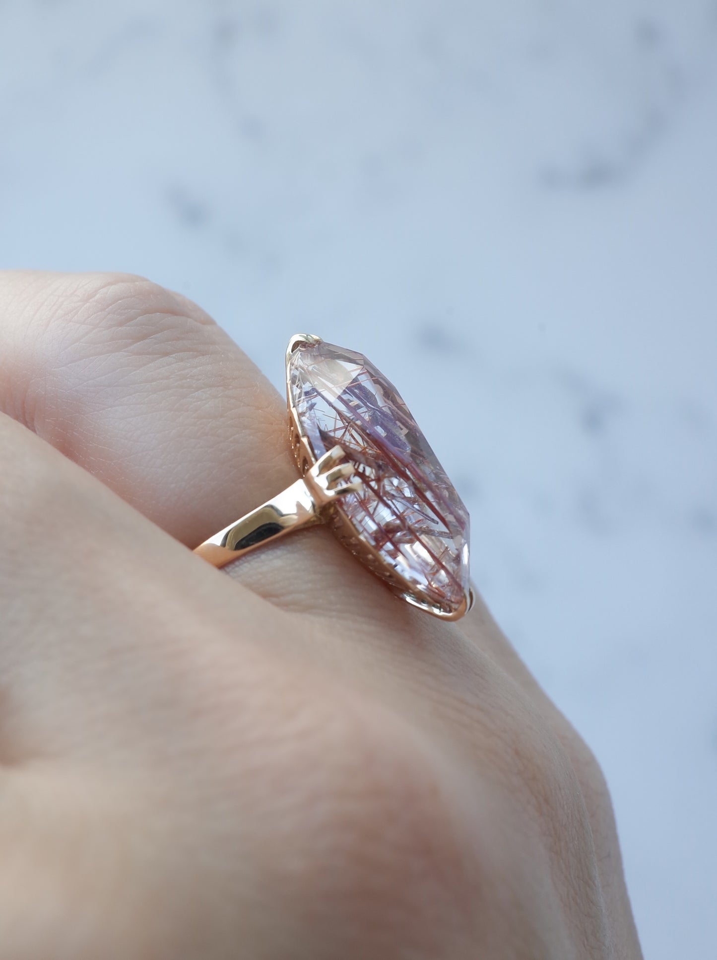 Neo Vintage Red Rutilated Quartz Ring
