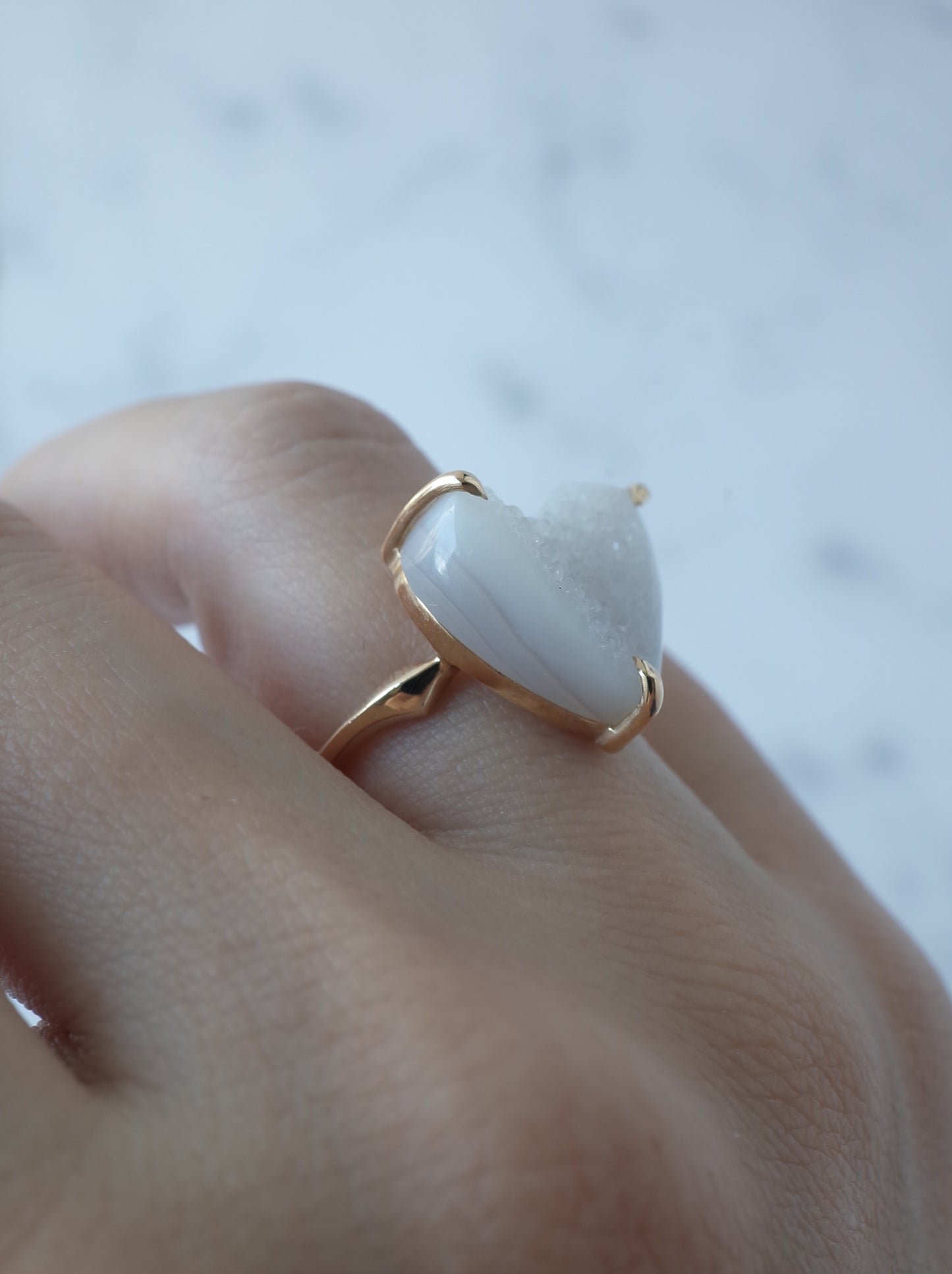 Druzy agate Quartz Ring  White - 2