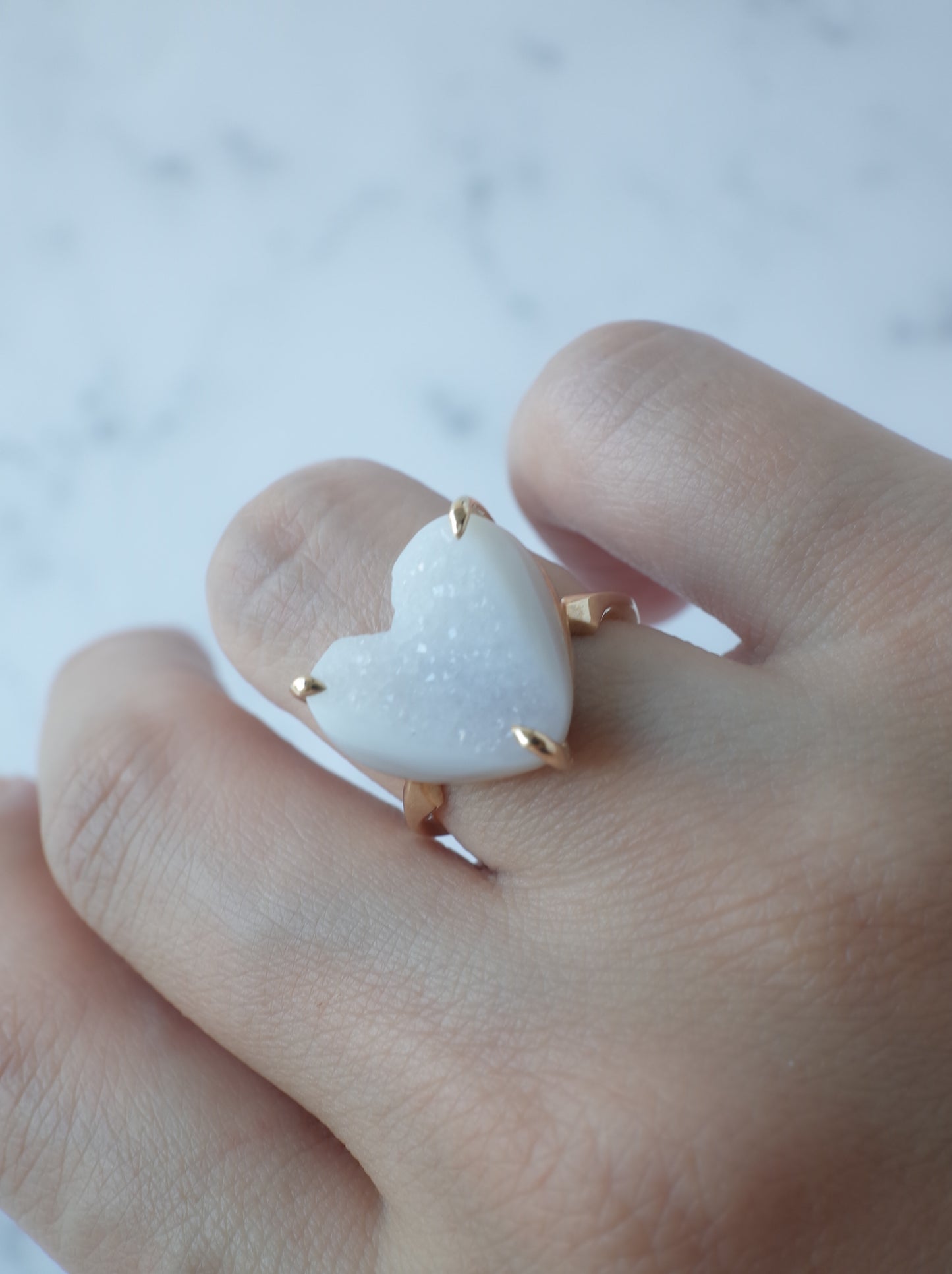 Druzy agate Quartz Ring  White - 2