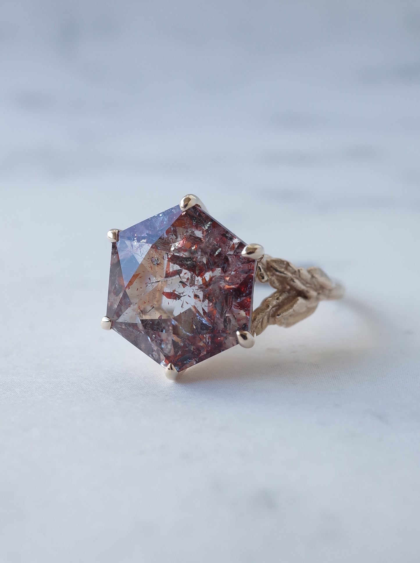 Lepidocrocite in Quartz Ring Hexagon - 1