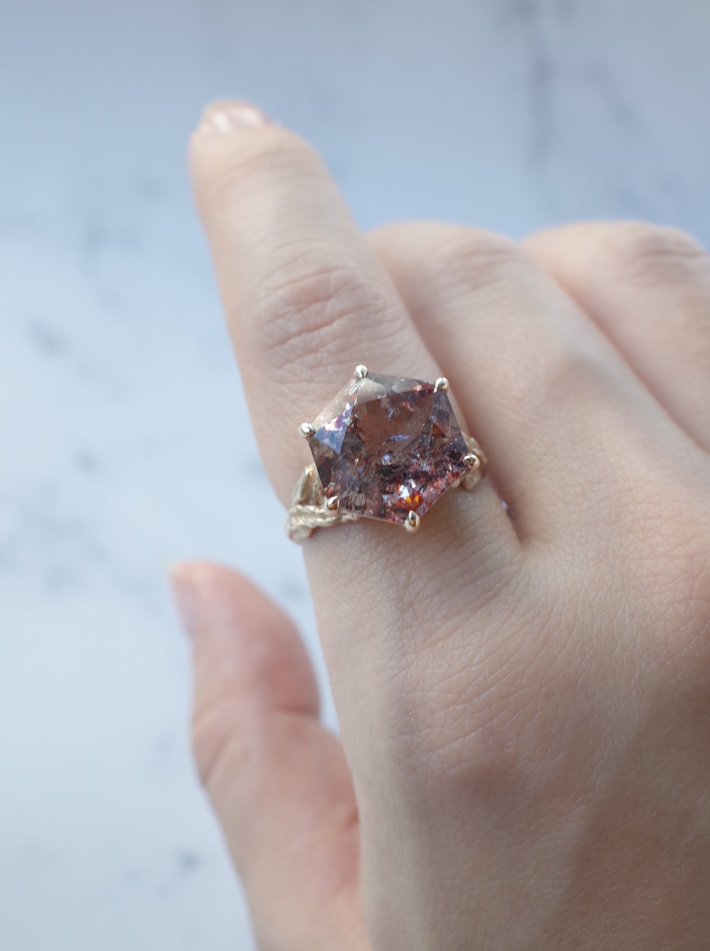 Lepidocrocite in Quartz Ring Hexagon - 1