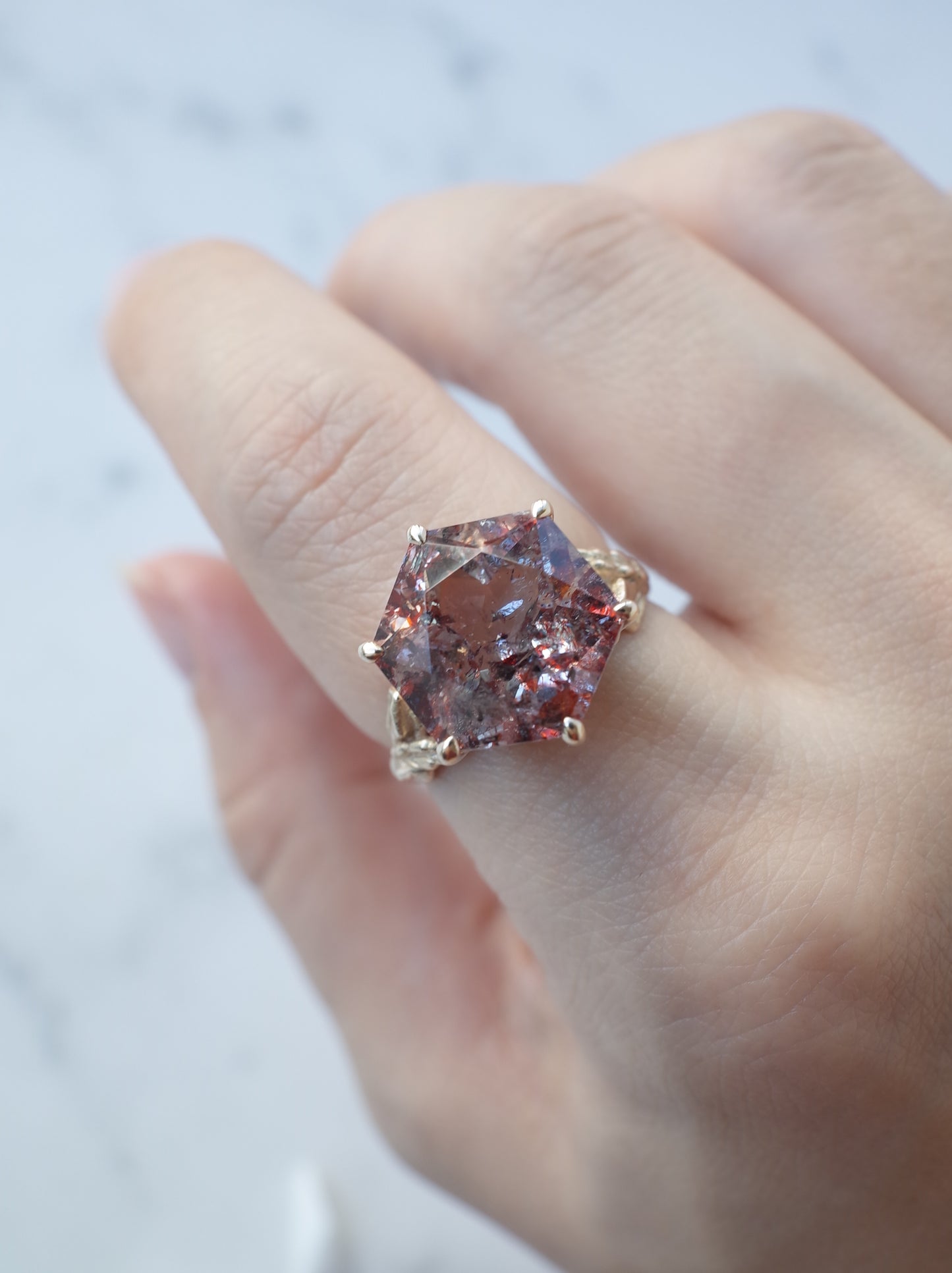 Lepidocrocite in Quartz Ring Hexagon - 1
