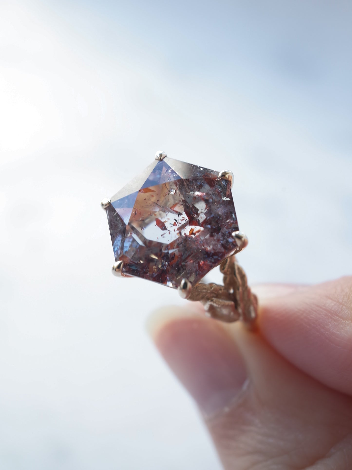 Lepidocrocite in Quartz Ring Hexagon - 1
