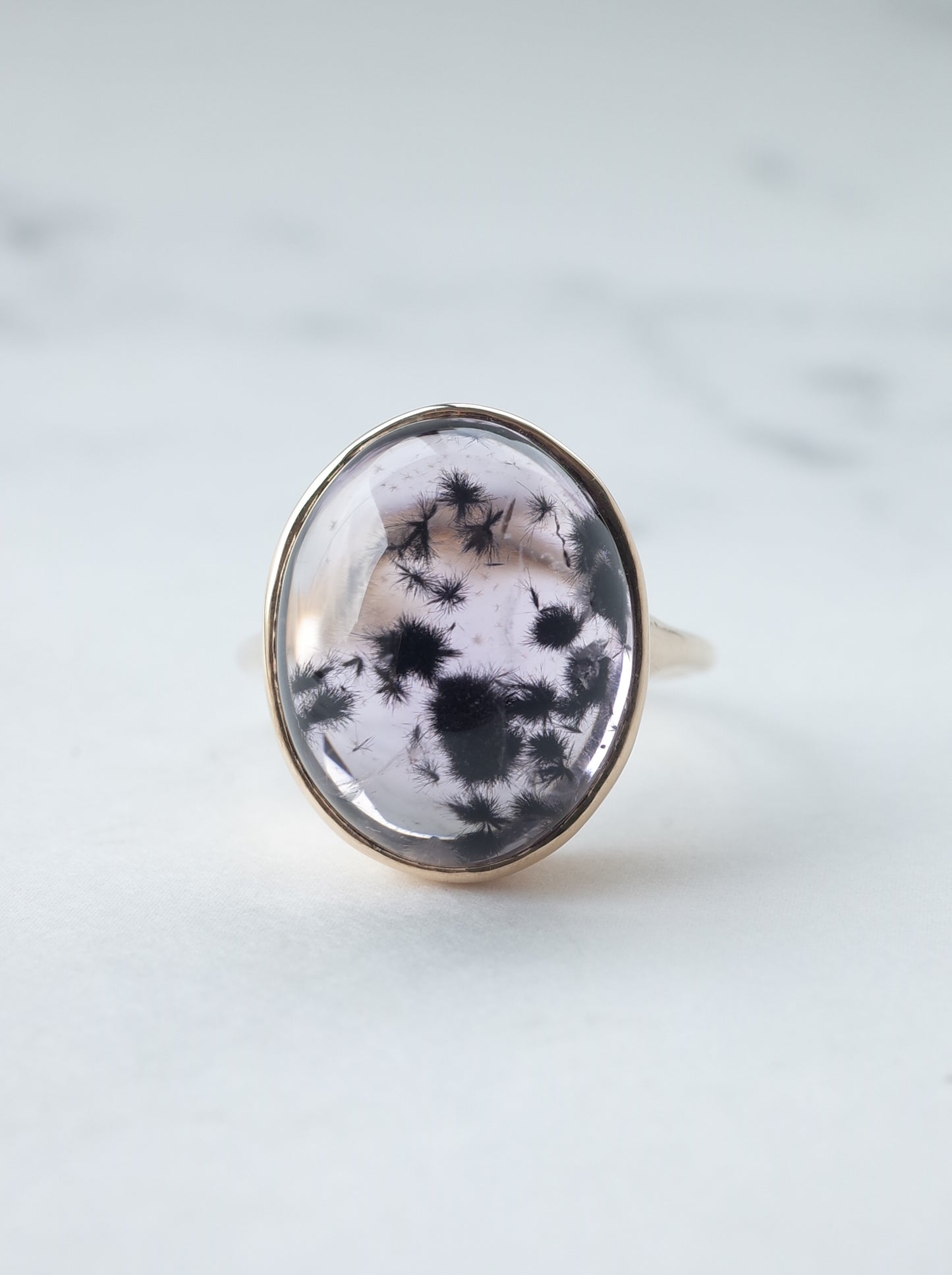 Romanechite in Amethyst Ring
