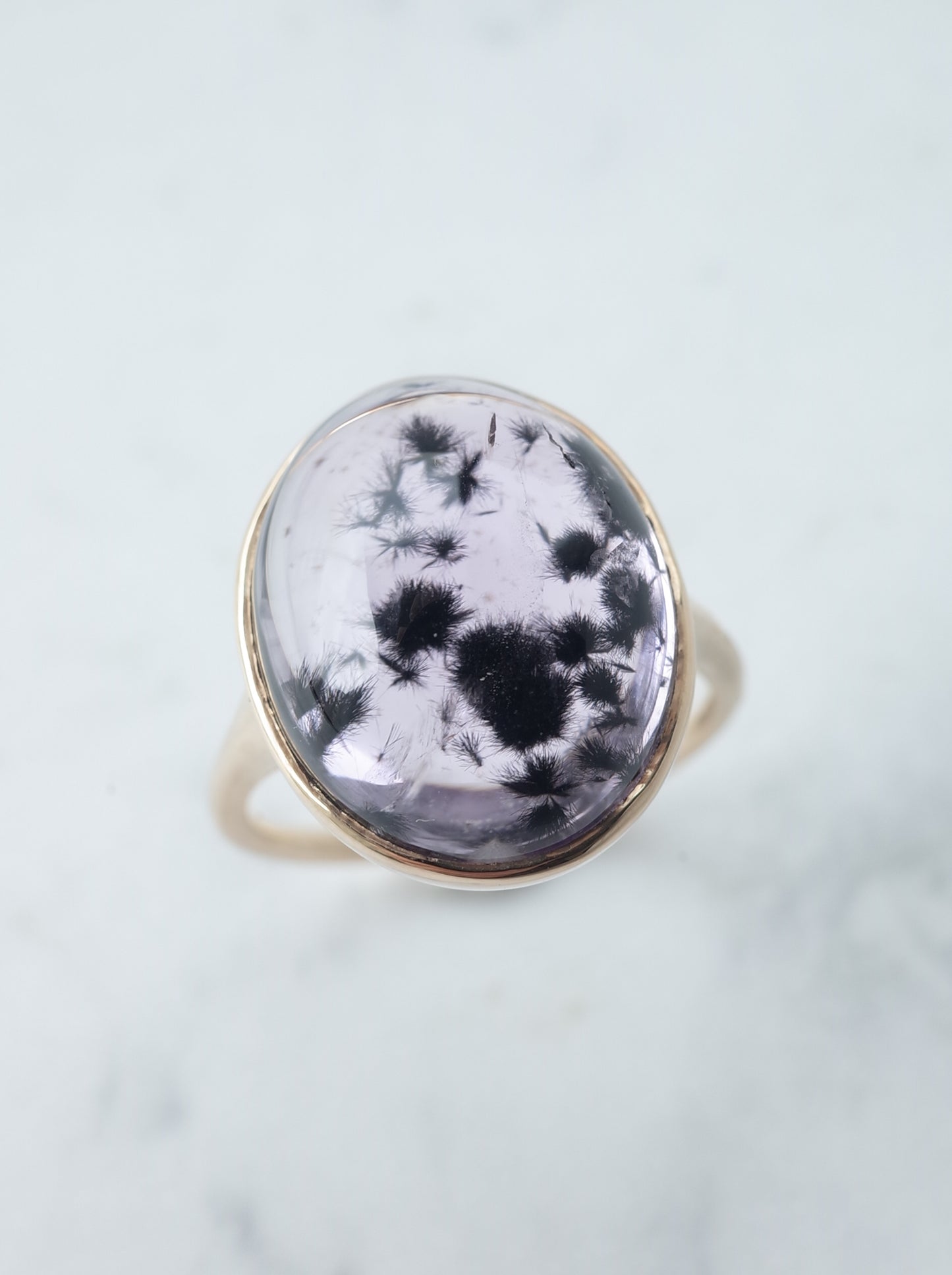 Romanechite in Amethyst Ring