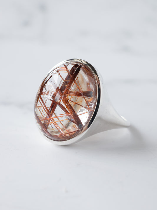 Red Rutilated Quartz Ring