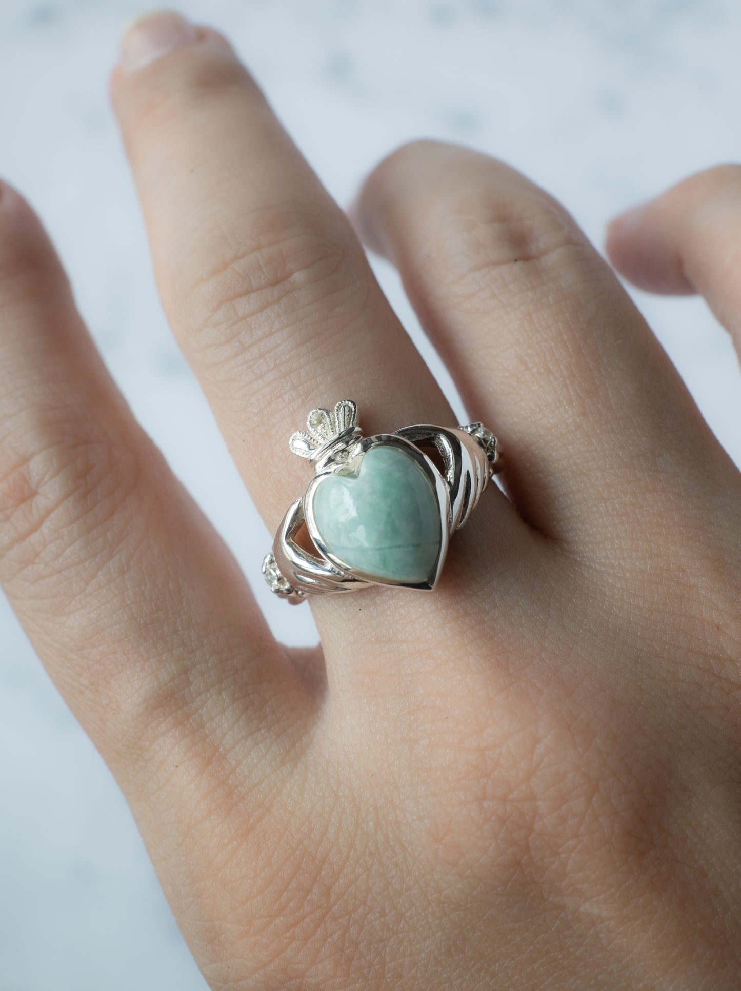 ITOIGAWA Jadeite Claddagh Ring