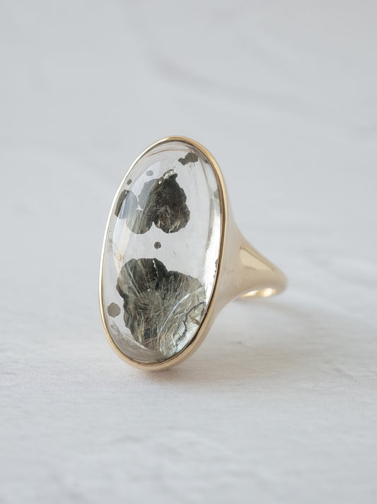 Marcasite in Quartz Ring