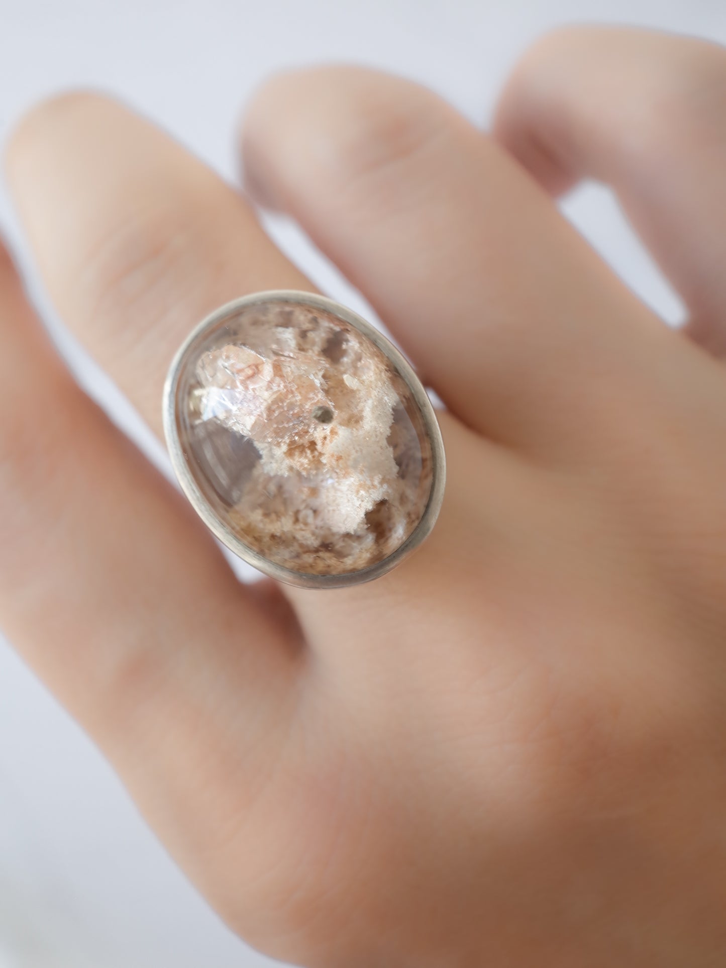 Pyrite in Garden Quartz Ring