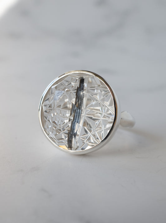 甲州貴石切子 Tourmalinated in Quartz Ring - 3