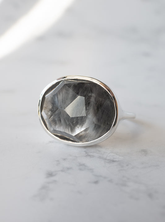 Platinum Rutilated Quartz Ring - 5