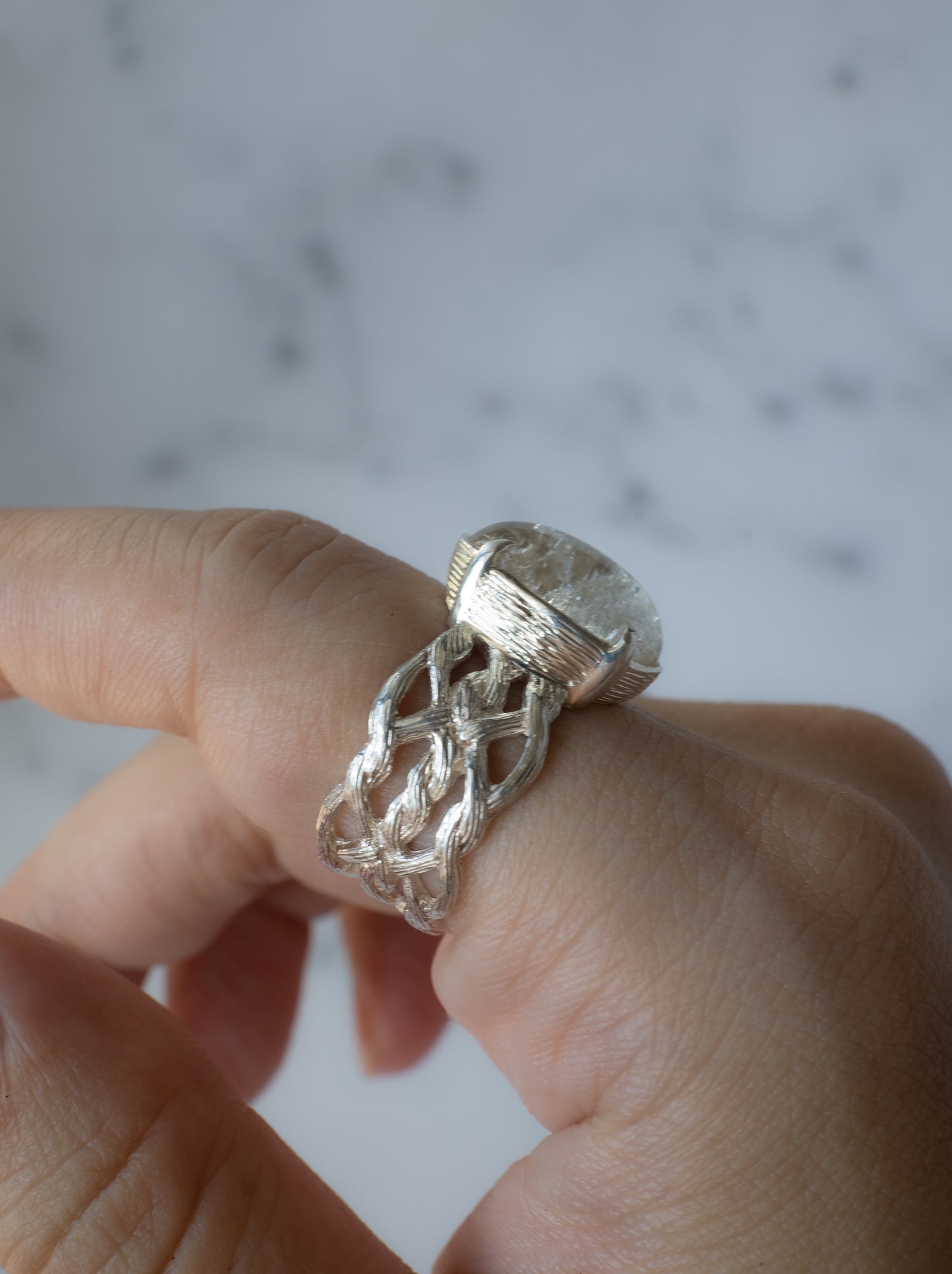 White Garden Quartz ARAN Ring - 7