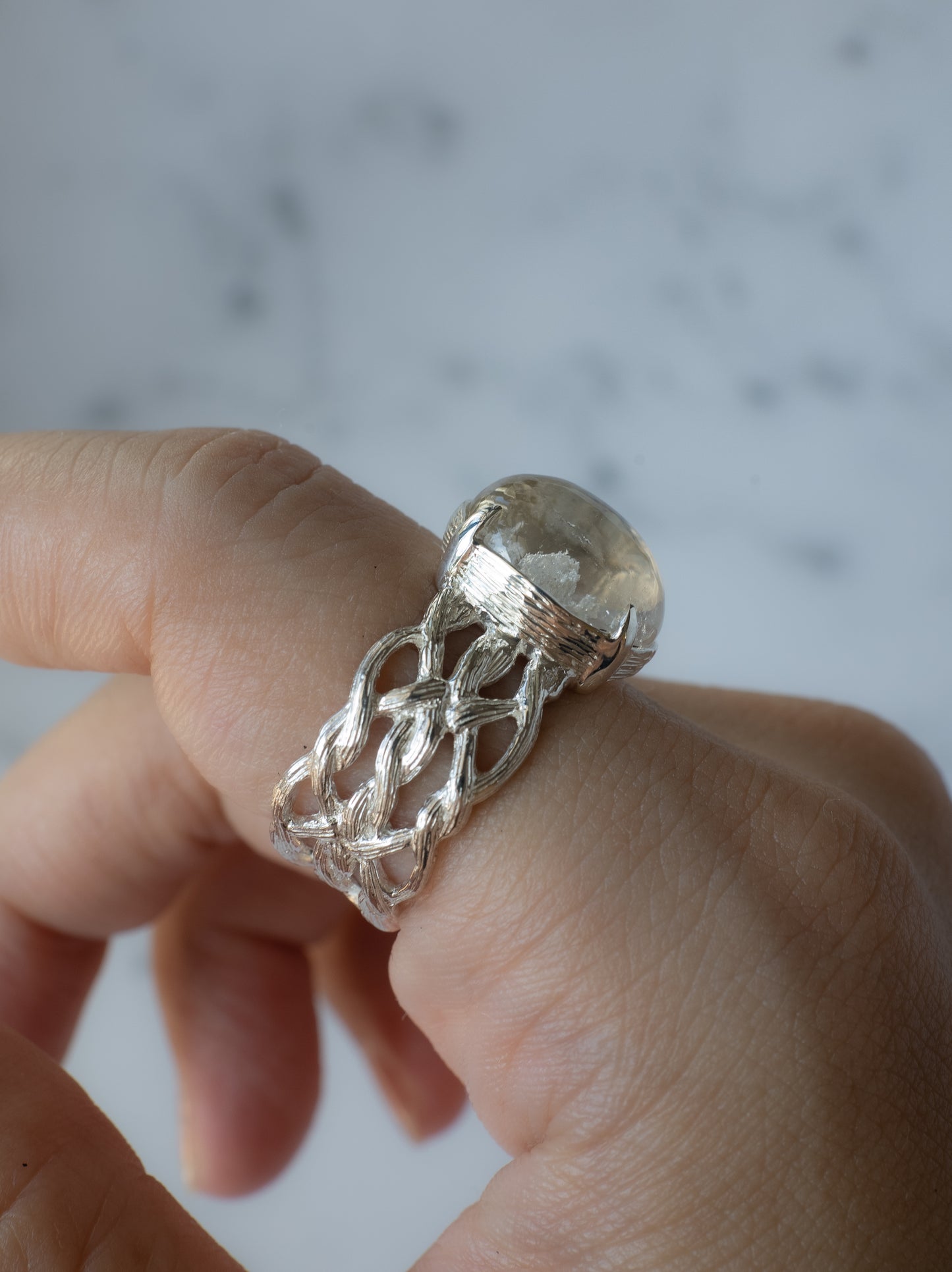 White Garden Quartz ARAN Ring - 8