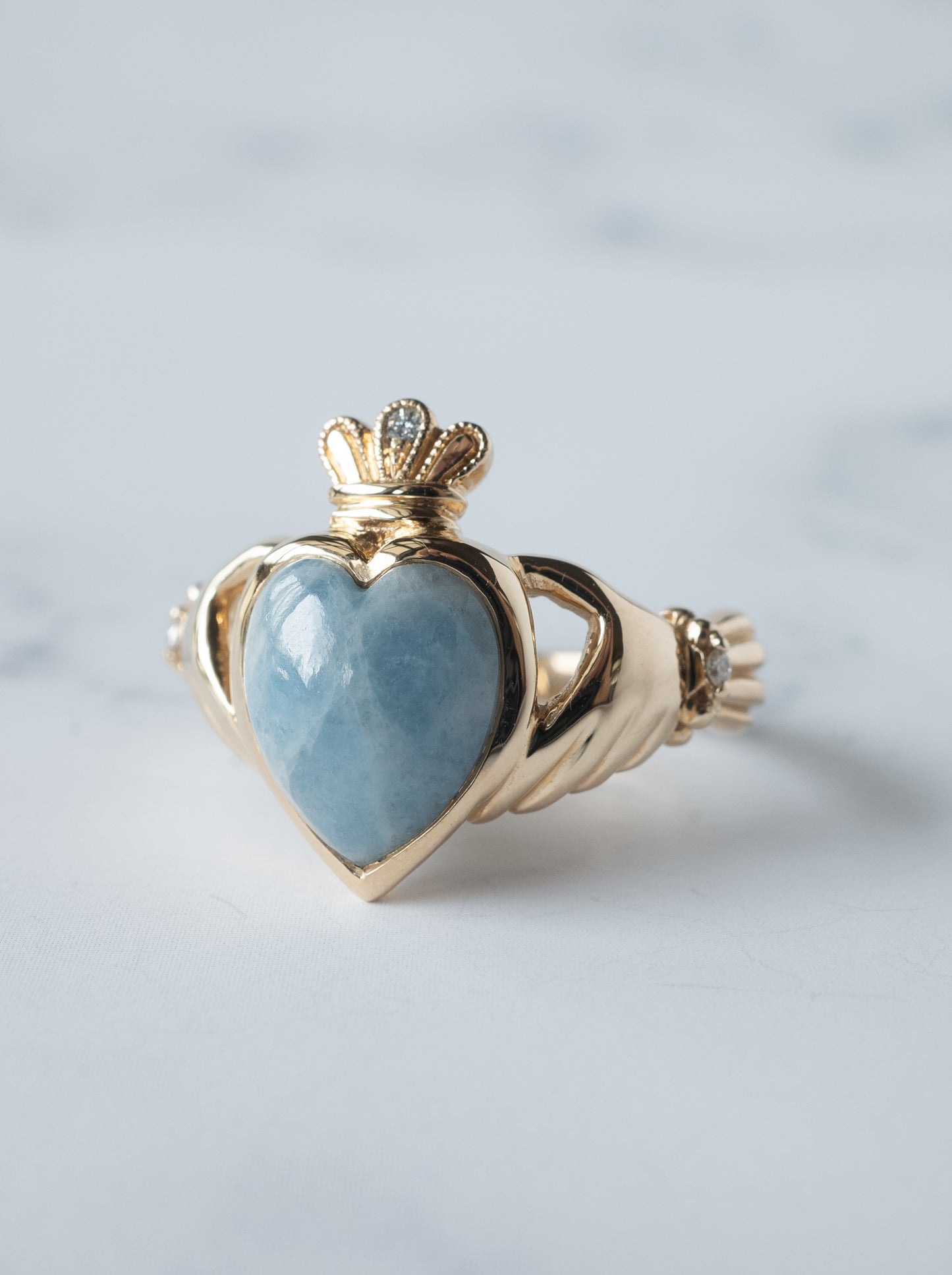 ITOIGAWA Blue Jadeite Claddagh Ring