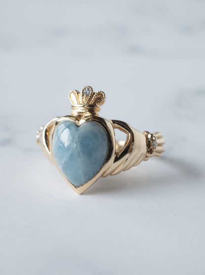 ITOIGAWA Blue Jadeite Claddagh Ring
