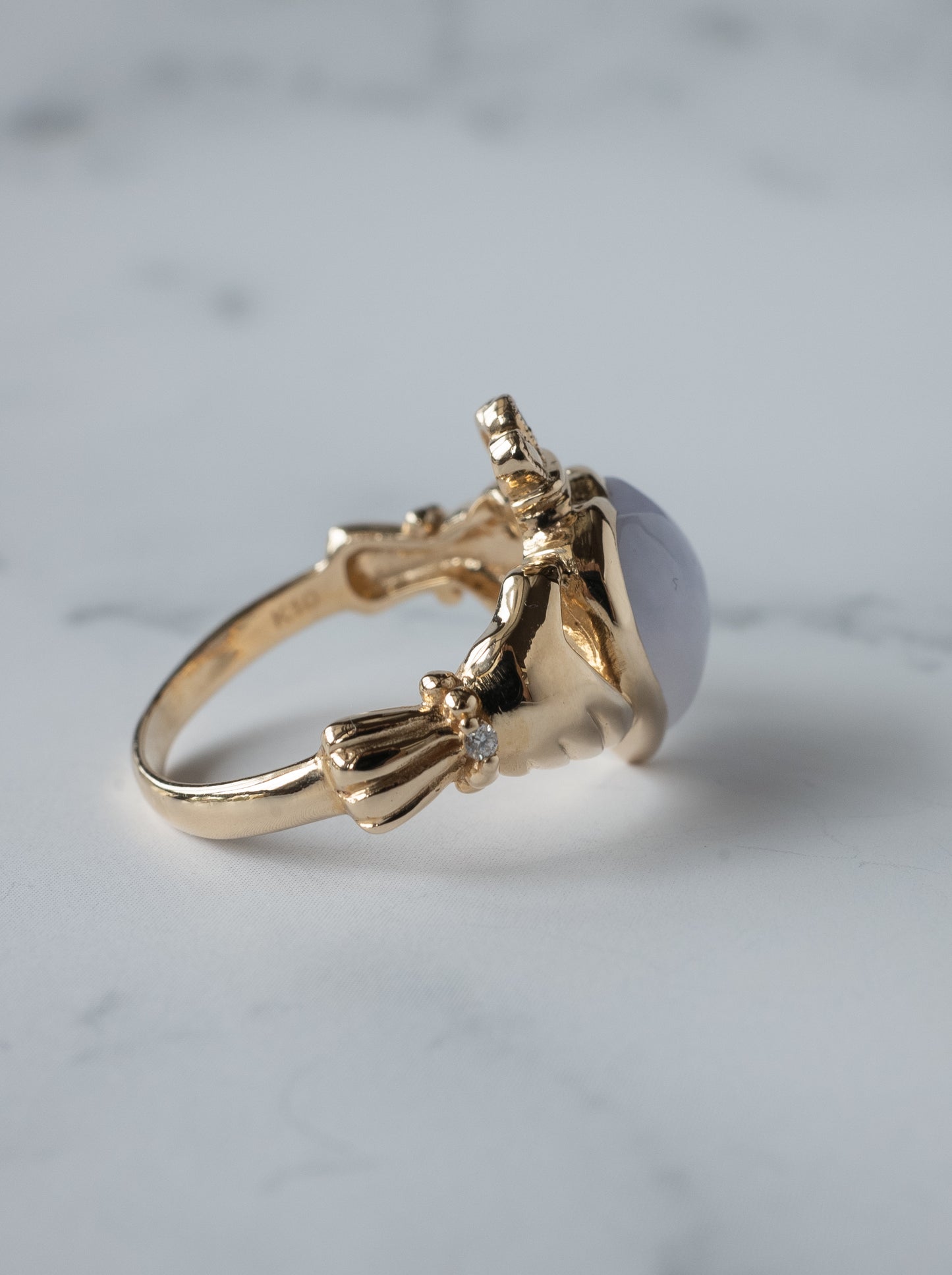 Lavender Jadeite Claddagh Ring