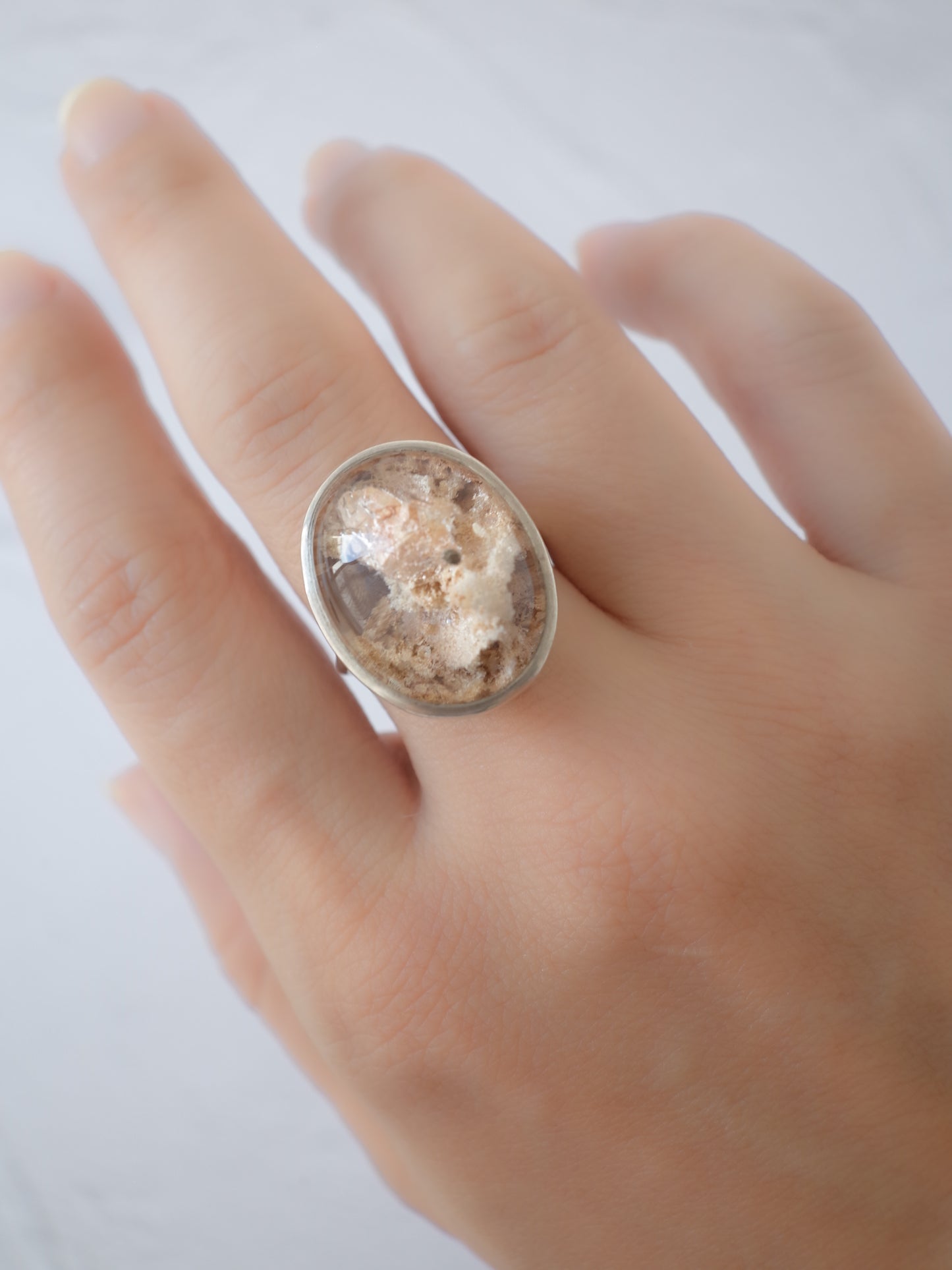 Pyrite in Garden Quartz Ring