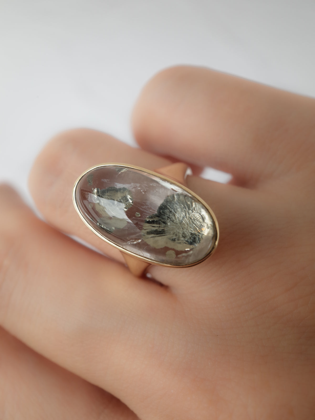 Marcasite in Quartz Ring