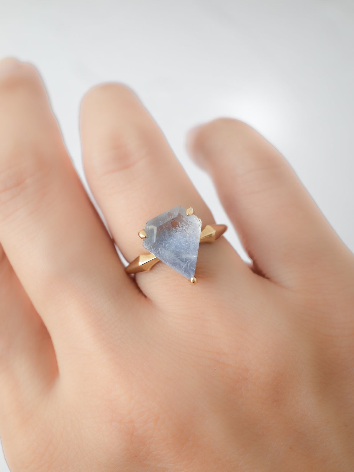 Dumortierite in Quartz Ring - 1