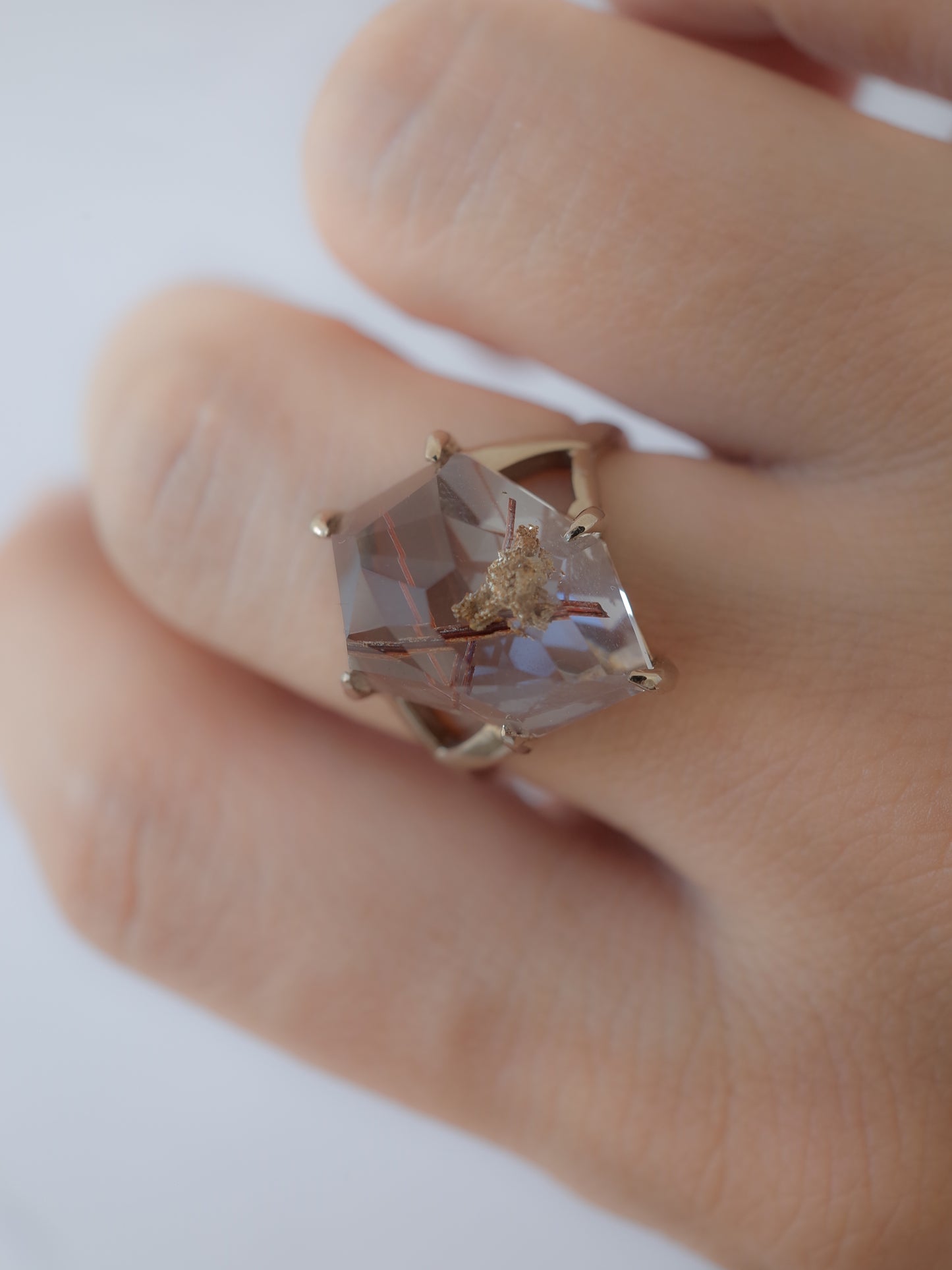 Red Rutilated Quartz Ring  / cut by CANNA