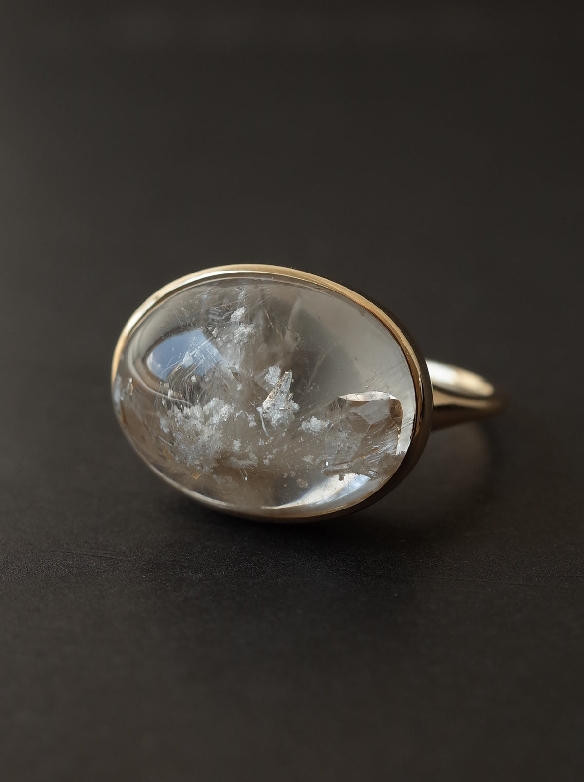 White Garden Quartz in Quartz Ring  - 1