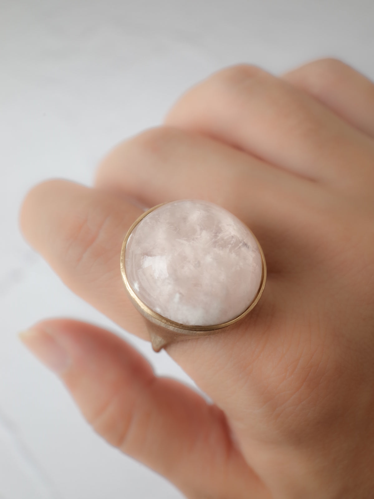 Sericite in Rose Quartz Ring