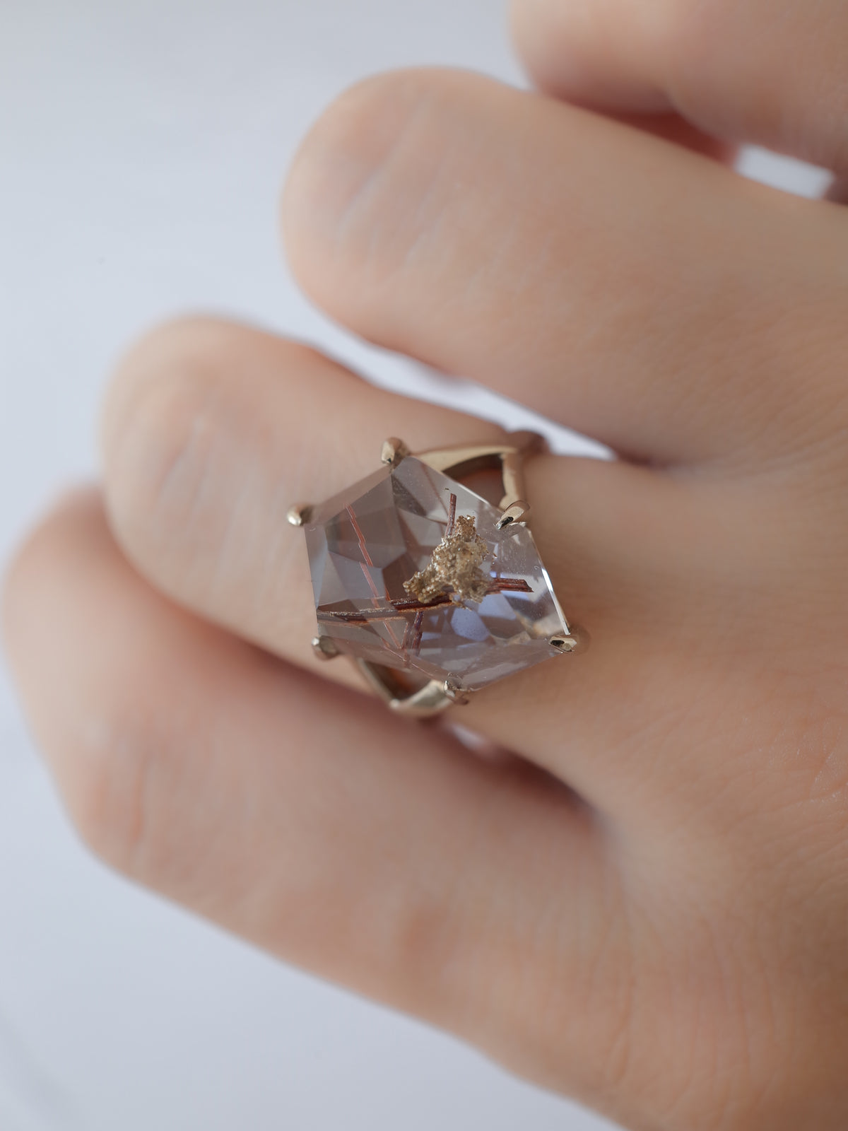 Red Rutilated Quartz Ring  / cut by CANNA