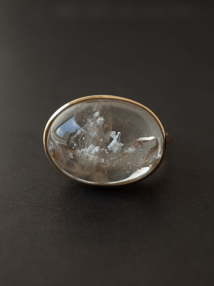 White Garden Quartz in Quartz Ring  - 1