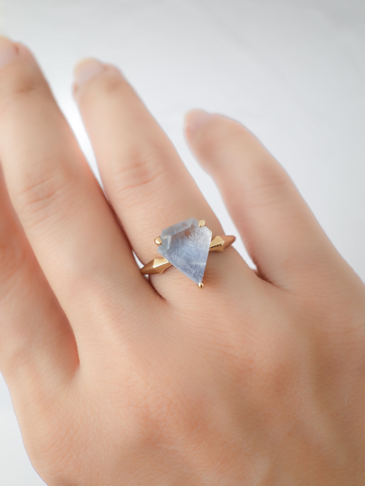 Dumortierite in Quartz Ring - 1