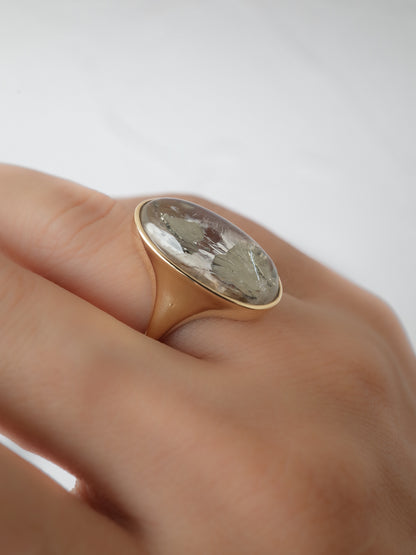 Marcasite in Quartz Ring