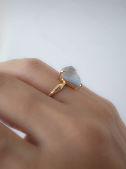 Dumortierite in Quartz Ring - 1