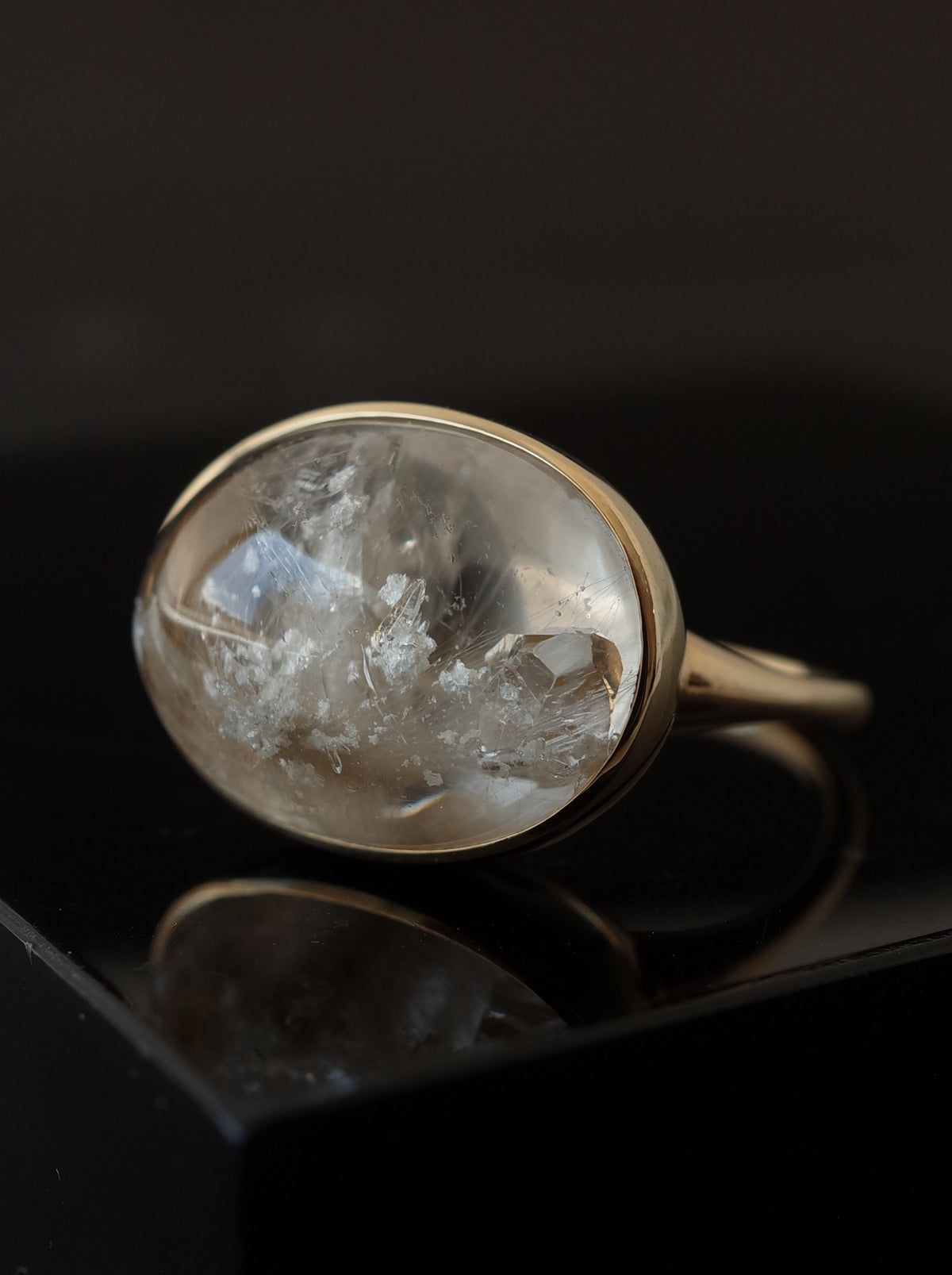 White Garden Quartz in Quartz Ring  - 1