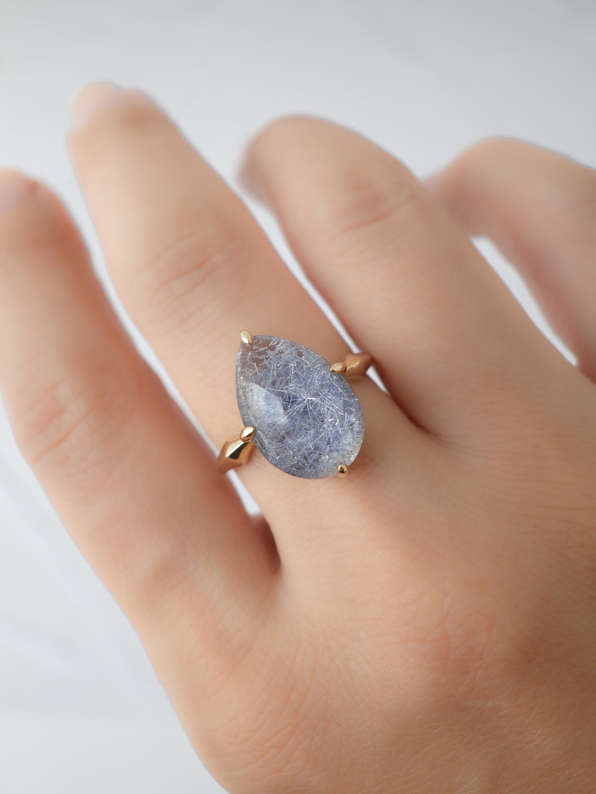 Dumortierite in Quartz Ring - 2