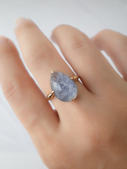 Dumortierite in Quartz Ring - 2