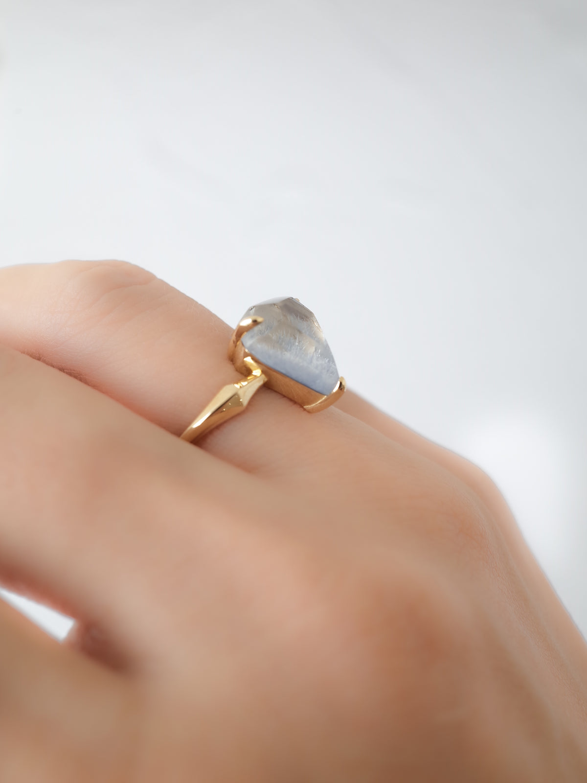 Dumortierite in Quartz Ring - 1